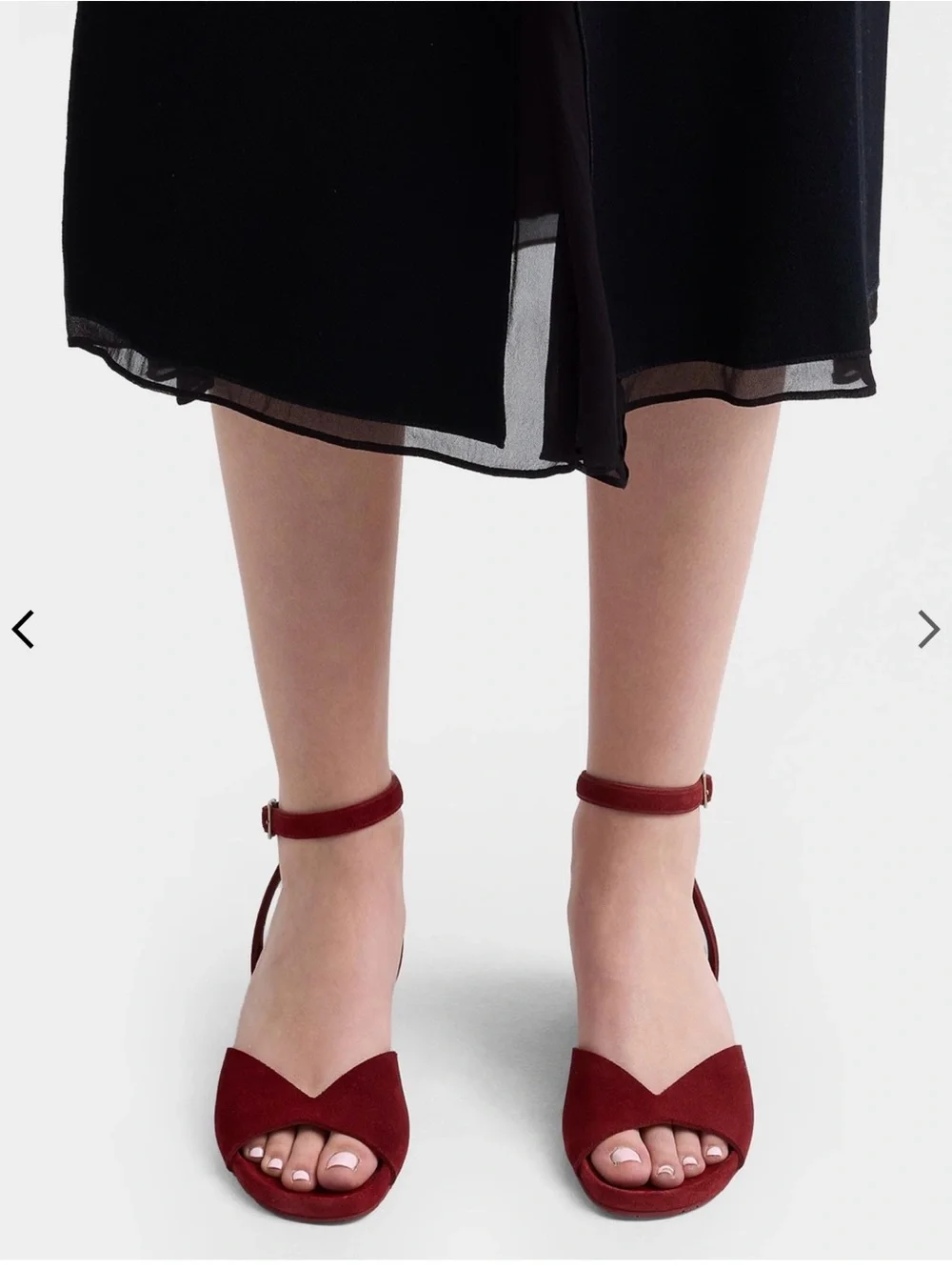 Pedro Garcia Red Suede Low Wedge Sandals with Ankle Strap
